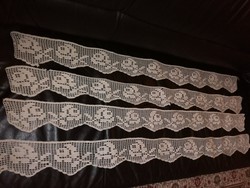 5 old hand crocheted shelf hooks