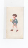 Húsvéti szétnyitható képeslap "Locsolkodó kisfiú" sarok hiánnyal 1977