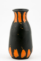 Gorka livia, retro 1950 black and yellow 19.5 Cm artistic ceramic vase, perfect! (G007)
