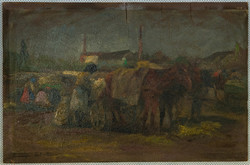 PÁLLYA CELESZTIN (1864 - 1948) Kocsik a vásáron