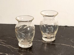 2 mini glass vases 6.5 cm with grape pattern -- single-strand vase