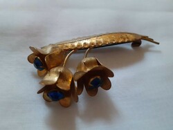 Showy vintage copper-colored, tulip-shaped brooch (pin)