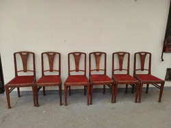 Antik art deco formatervezett keményfa szék 6 darab talán Serrurier Bovy bútor 6890