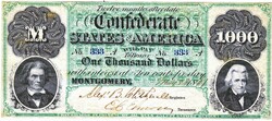 Konföderációs Államok 1000 dollár 1861 REPLIKA
