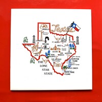 Vintage TEXAS csempe USA, falidísz Texas , falicsempe USA, 15x15 cm, régi csempe vintage kerámia lap
