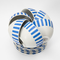 Ritka kék csíkos mintával készített Guy Degrenne porcelán csésze alátéttel, teázáshoz, kávézáshoz 6