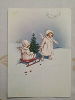 1986/Retro karácsonyi képeslap /Hatvany Józsefné rajza