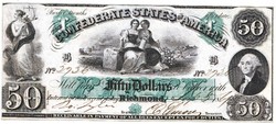 Konföderációs Államok 50 dollár 1861 REPLIKA