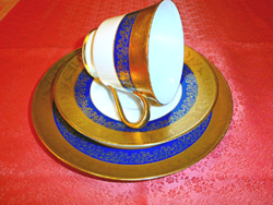 Greek porcelain 3-piece breakfast set decorated with gold