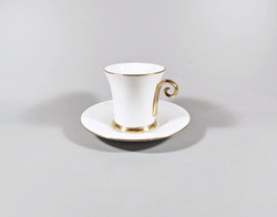 Herend, gold-white (qh-or) patterned coffee cup and saucer, hand-painted porcelain, flawless (i220)