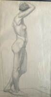 Nude drawing of sculptor József Orbán.