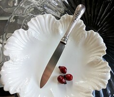 Antik Francia jelzett ezüstözött desszert kés 16cm 1853-1860