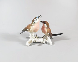 Karl ens, pair of singing birds 19 cm., antique hand-painted porcelain figure, flawless! (H027)