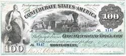 Konföderációs Államok 100 dollár 1861 REPLIKA