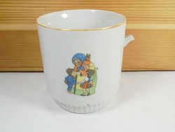 Retro old mug Zsolnay porcelain children's fairy tale Jancsi and Juliska the witch
