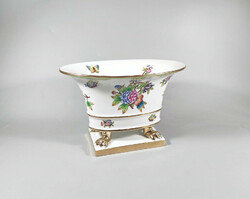 Herend, hand-painted porcelain bowl with claw foot with victorian pattern, perfect! (H031)