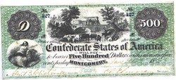 Konföderációs Államok 500 dollár 1861 REPLIKA