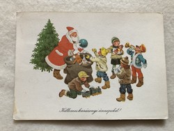 Old Christmas card with drawings - drawing by Tibor Gönczi -4.