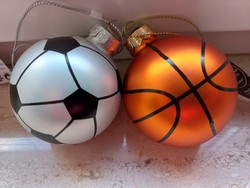 Focilabda vagy kosárlabda üveg karácsonyfadísz