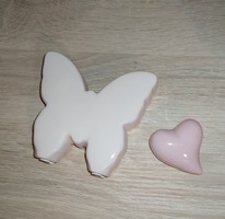 Púder rózsaszín színű kerámia pillangó lepke dísz