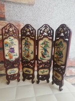Chinese carved wood scenic shelf decoration screen