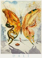 Salvador Dalí Vénusz pillangó, művészeti plakát, szürrealista lepke női alak természet