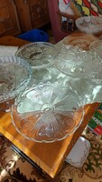 Olcsó ólom kristály üveg talpas tortatartó tál pitesütő gyümölcsöstál asztalközép