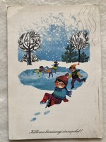 Régi rajzos Karácsonyi képeslap - Tomaska Irén rajz                -3.
