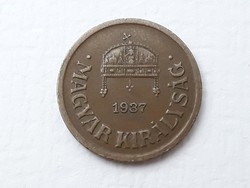 Magyarország 2 Fillér 1937 érme - Magyar 2 Fillér 1937 pénzérme