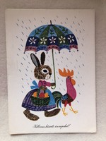 Régi rajzos Húsvéti képeslap   -   Demjén Zsuzsa  rajz              -4.