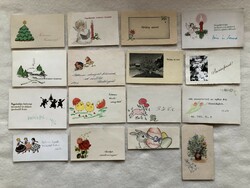 16 db régi vegyes mini képeslap, üdvözlőkártya - rajzos, grafikus, stb                -4.
