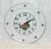 Raven house porcelain wall clock with a hunting scene - 26 cm