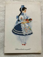 Old drawn Easter postcard - drawing by Károly Kecskeméty -4.