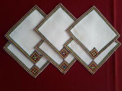 Set of 6 cross-stitch coasters with crab pattern