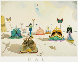 Salvador Dalí Ladies and Butterflies Art Poster Surrealist Butterfly Female Figure Dress Nature