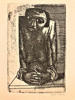 Gábor Gacs (1930-2019): illustration by Attila József ii.- Etching, small graphic, marked