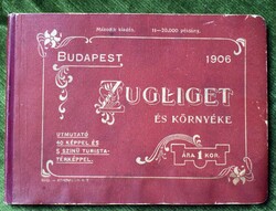Budapest zugliget and its surroundings 1906 atheneum guide with 40 pictures and 5-level tourist map 54x65cm