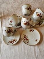 4 Personal Zsolnay pink porcelain tea and cappuccino cups, in display case