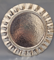 Antik ezüst kínáló tálca kézzel kalapált mintával 553g