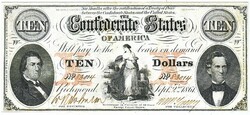 Confederate States $10 1861 Replica