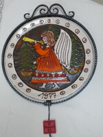 Wmf Christmas ceramic wall plate in wrought iron frame, perfect piece