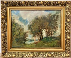 Herman Lipót (1884 - 1972) Fürdőző Nimfák c festménye Eredeti garanciával !