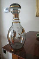 Boros palack aranyozott metszett üveg