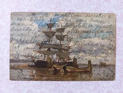 Old postcard 1913 postcard ship sea