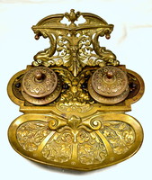 Circa 1880 historicizing bronze and copper inkwell