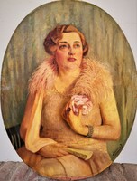 Szöllősy János (1884 -?) Merengő Hölgy  84x65cm Eredeti garanciával !