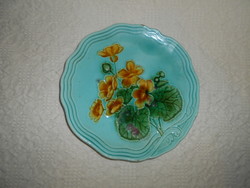 Szecessziós Willeroy & Boch majolika tányér-virág minta