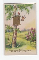 Húsvéti képeslap postatiszta (madár etető madárkákkal)