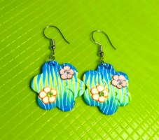 Vidám színes, tavaszt idéző polymer clay (ékszergyurma) Virág fülbevaló 380