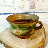 Folk ceramics, glazed earthenware mugs, cups for Azami